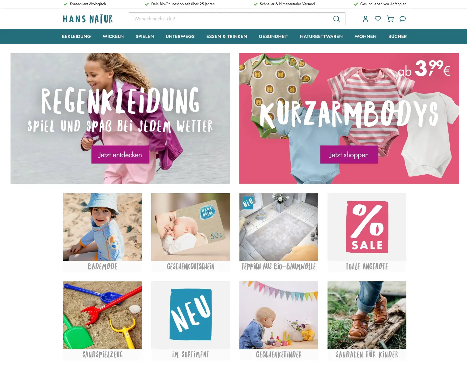 Hans Natur ecommerce site